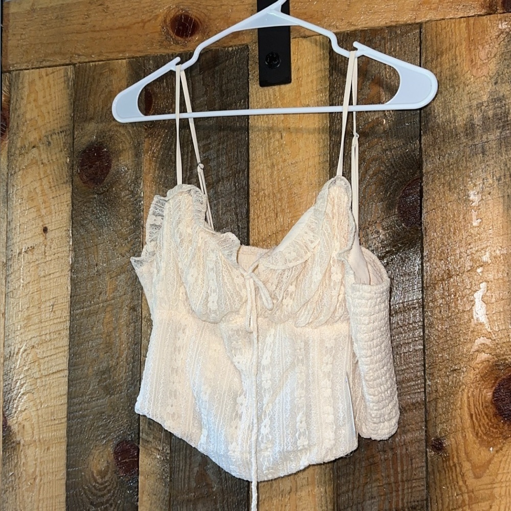 Altar'd State Cream Lace Cropped Cami Top